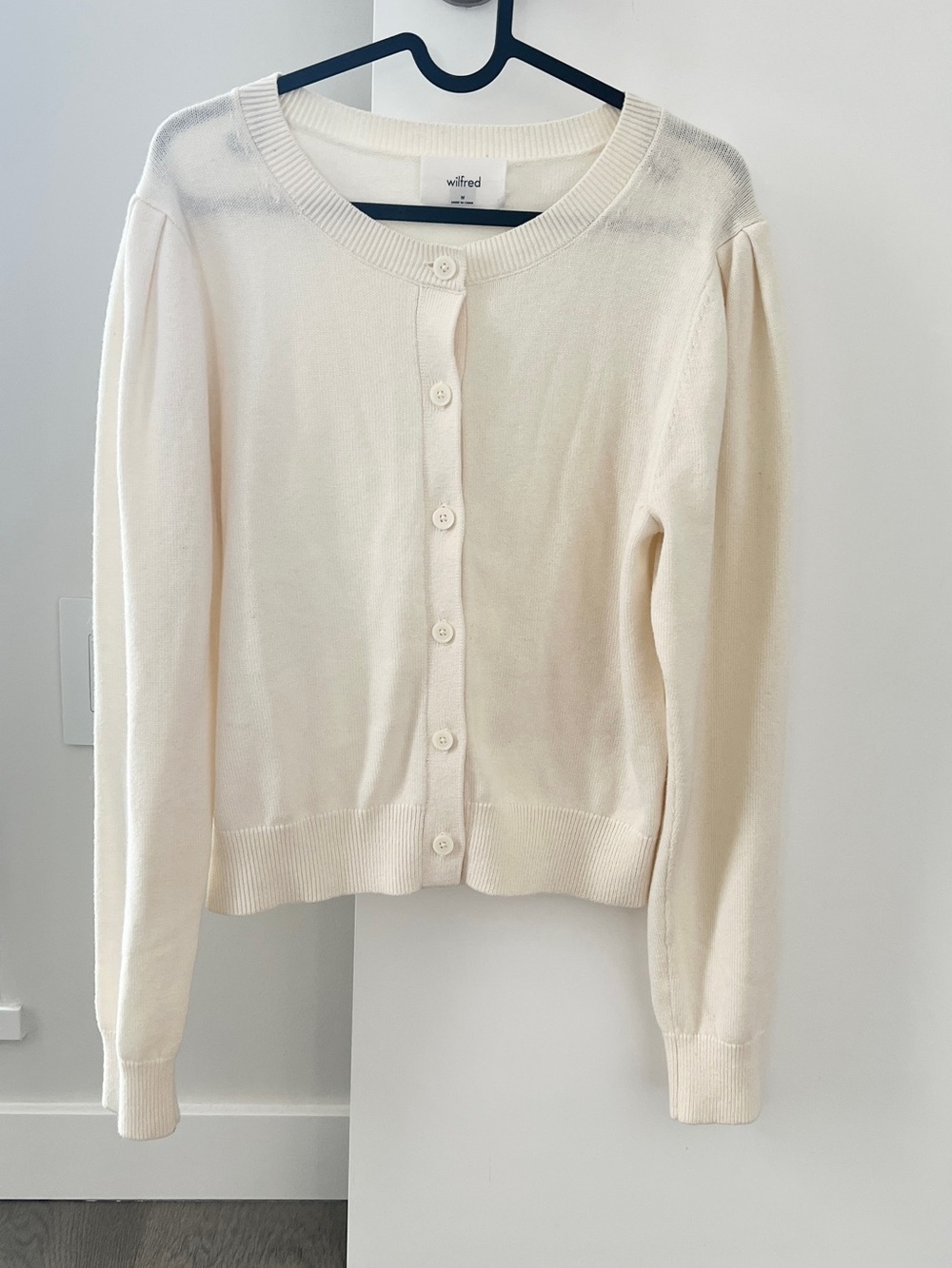 BNWOT Wilfred Wool Cream Button-Front Women's Cardigan Sweater